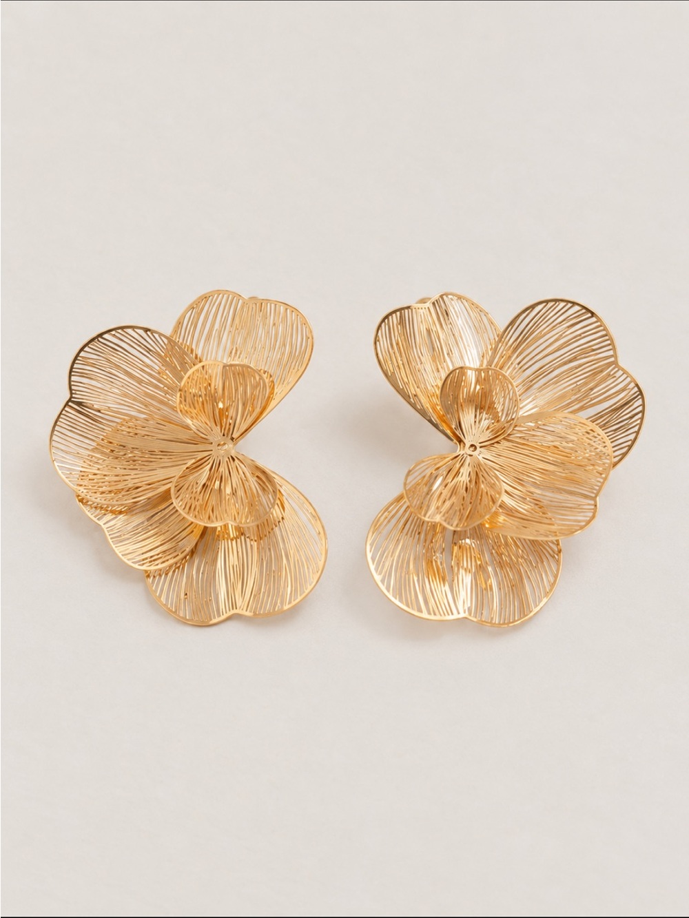 New! Gold Orchid Wire Statement Earrings NWOT